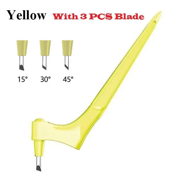 CraftPro 360° Rotating Cutting Pen - Durable Stainless Steel Blades for Effortless DIY Art Projects yellow set