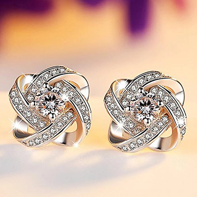 Huitan Elegant White and Purple Zirconia Stud Earrings for Women Perfect for Weddings and Special Occasions