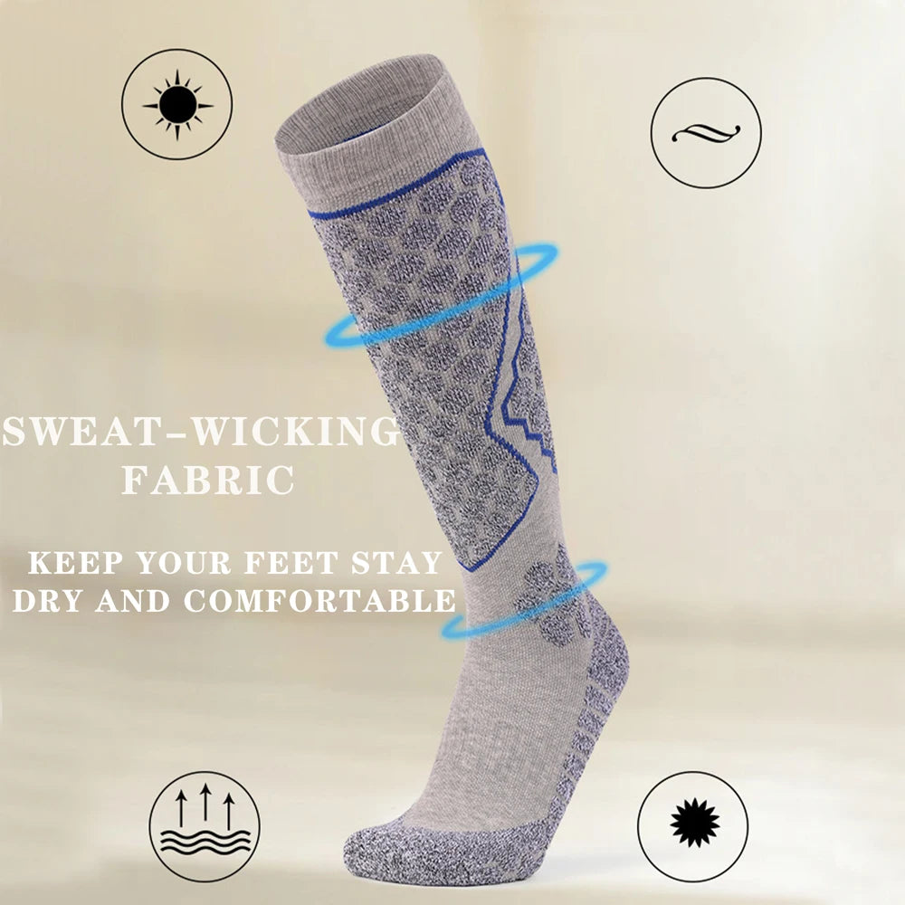 Men Cotton Ski Socks Thick Terry Knee High Warm Outdoor