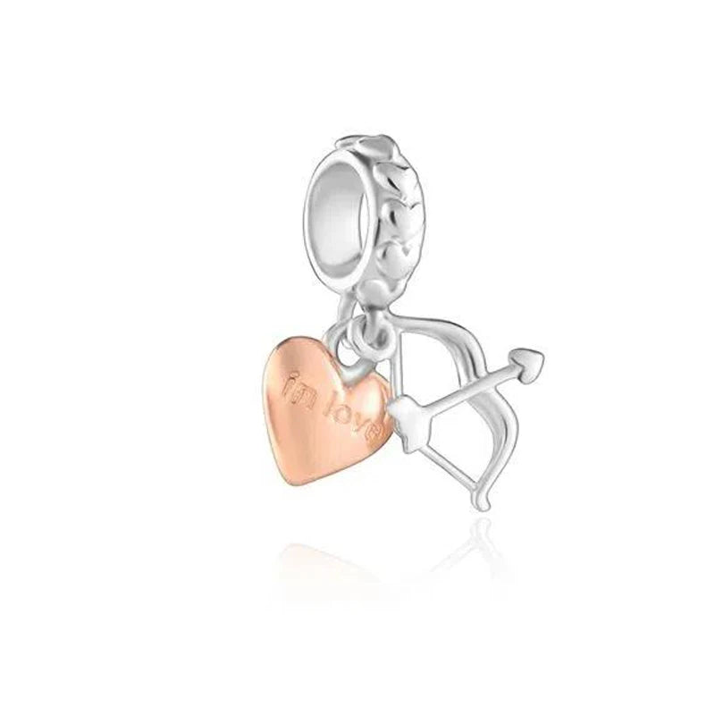 925 Sterling Silver Love Arrow Double Ring Charm for Wedding Anniversary Jewelry A1365diao