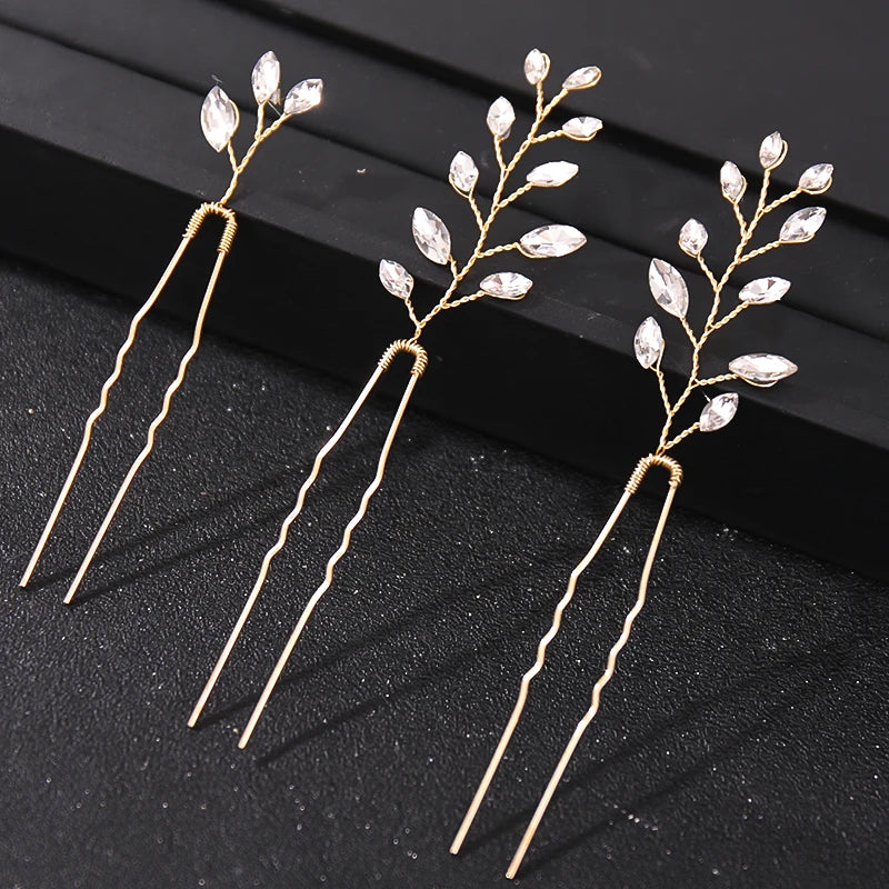 Elegant Crystal Pearl Rhinestone Hairpins for Women Bridal Party Accessories