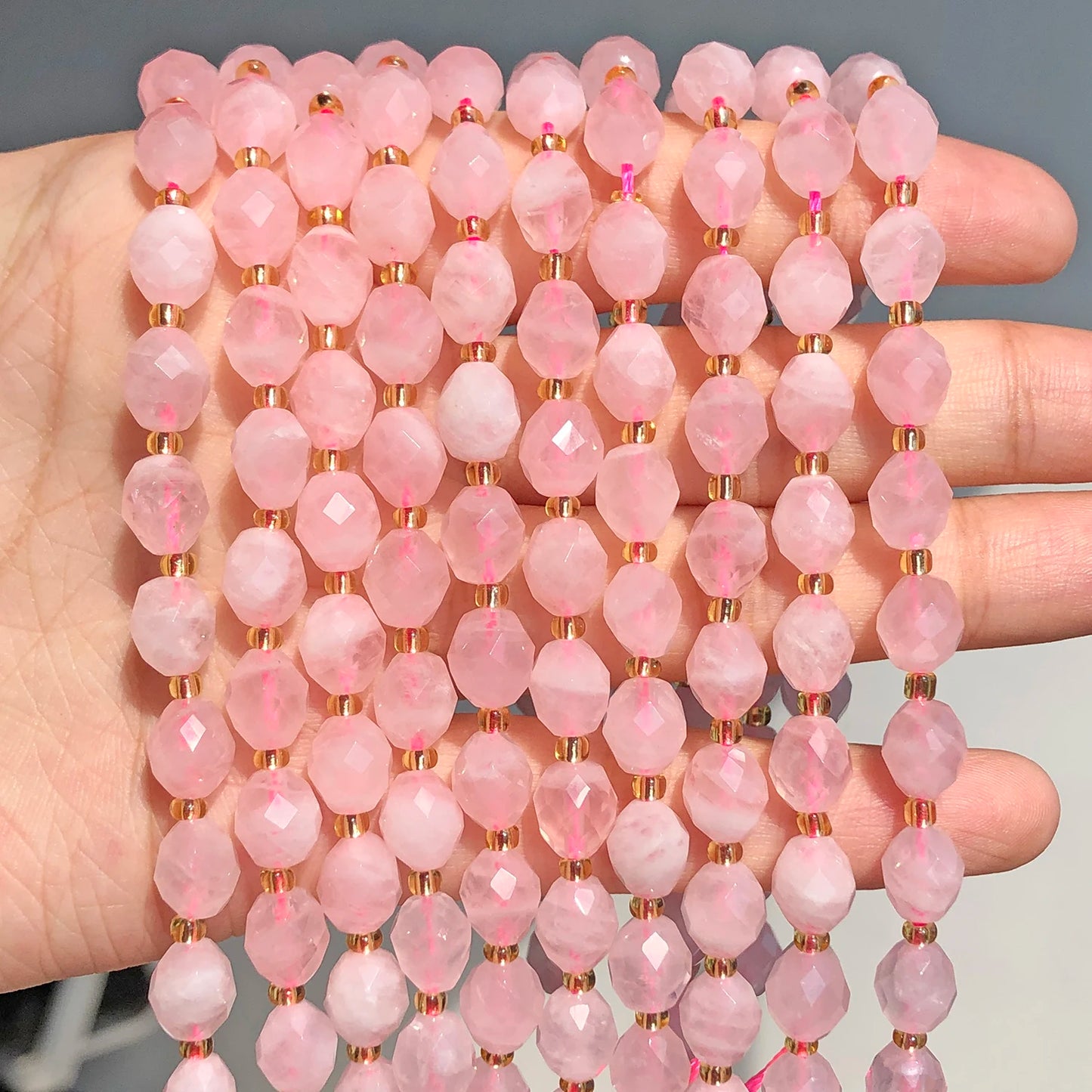 AAA Natural Rose Quartz Faceted Oval Beads for Jewelry Making and DIY Accessories