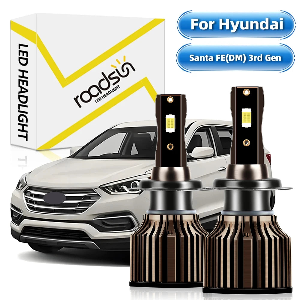 Hyundai Santa FE 3rd Gen LED Headlight Bulbs H7 6500K Ultra Bright 26000LM Plug and Play