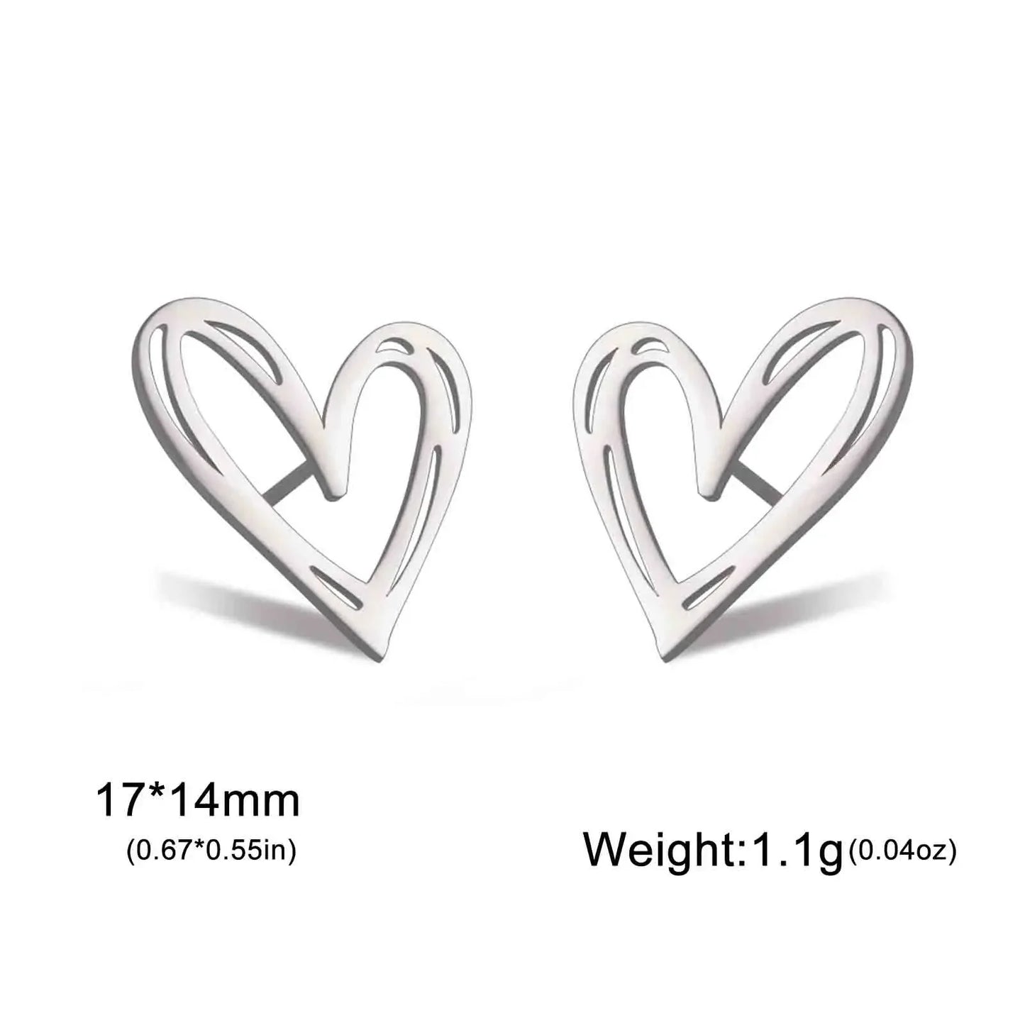 Skyrim Kpop Heart Stud Earrings for Women and Girls Stainless Steel Fashion Aesthetic Jewelry Valentine's Day Gift