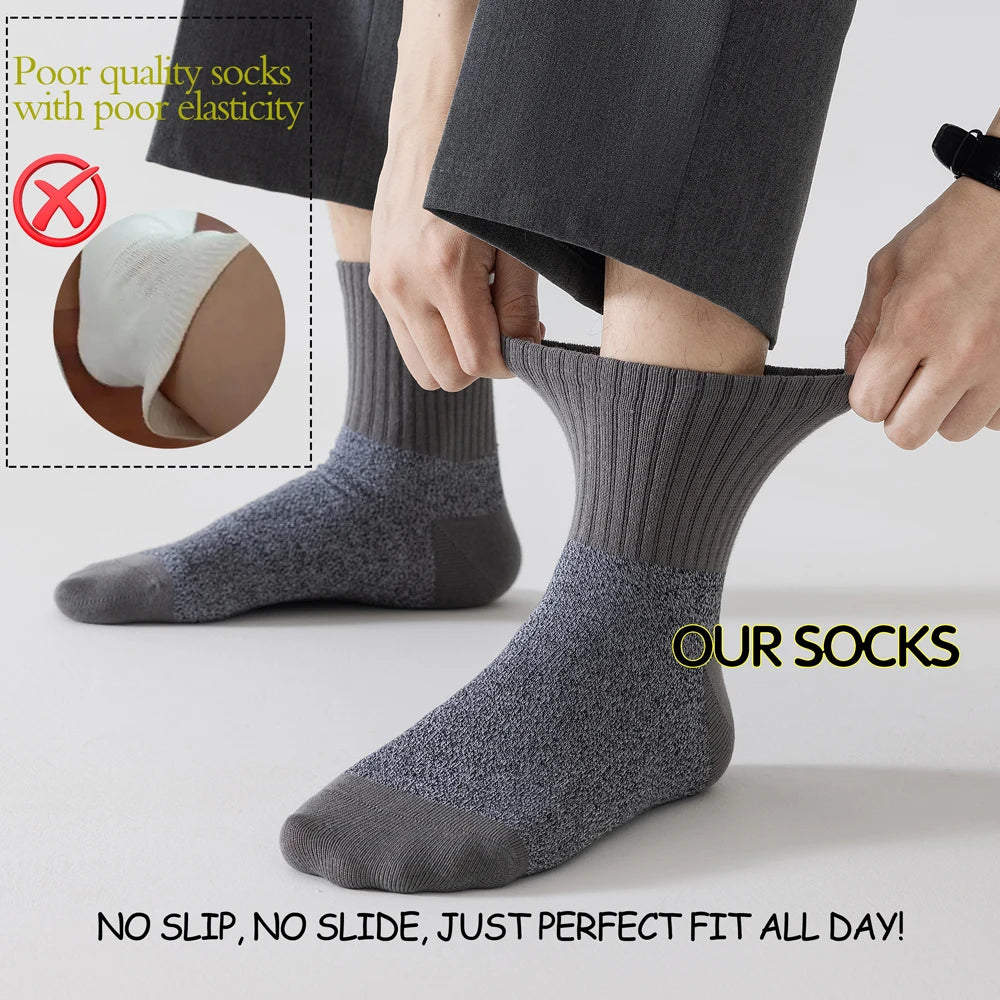 5 Pairs Vintage Thermal Cotton Socks Men With Arch Support