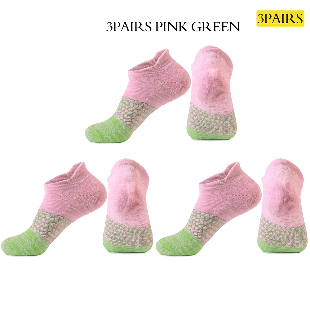 3 Pairs Womens Anti Slip Terry Cushion Running Socks