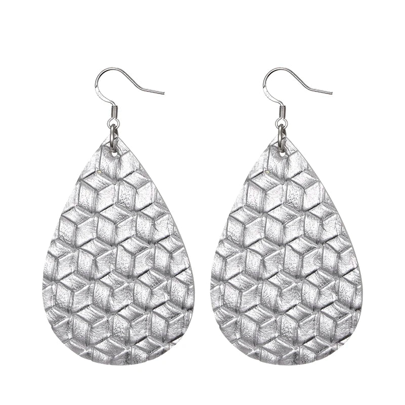 Elegant Faux Leather Teardrop Earrings for Women Lightweight Dangle Fashion Jewelry