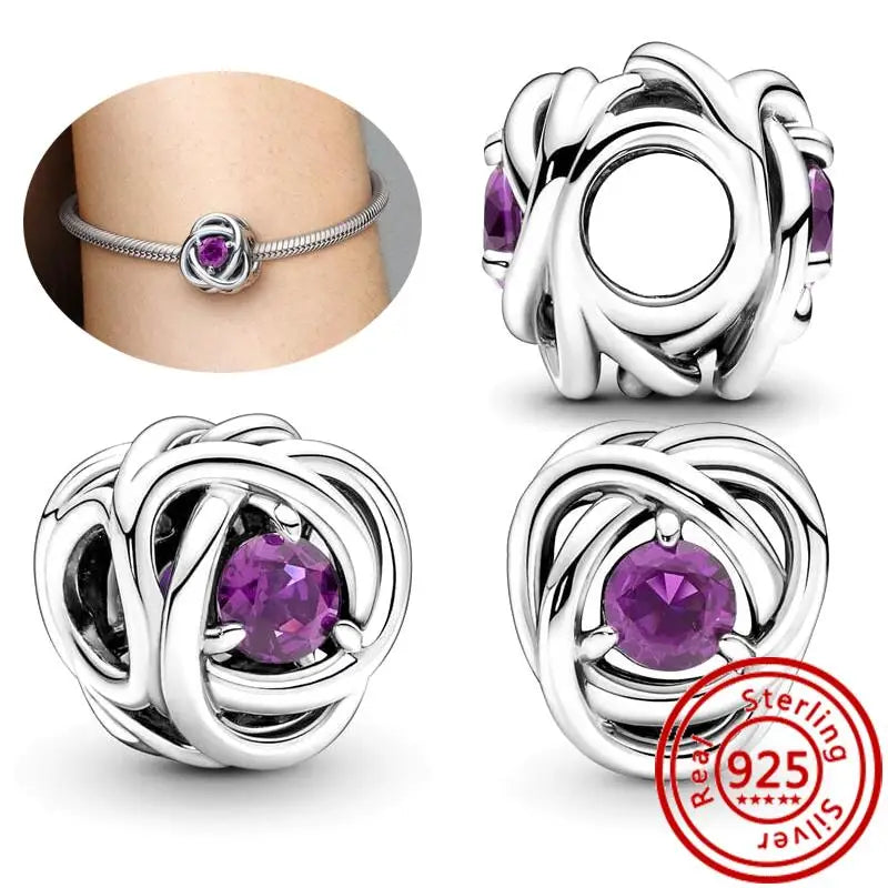 Fit Original Pantaro 925 Silver Zodiac Charm Bracelet with Colorful Zircon Beads N314