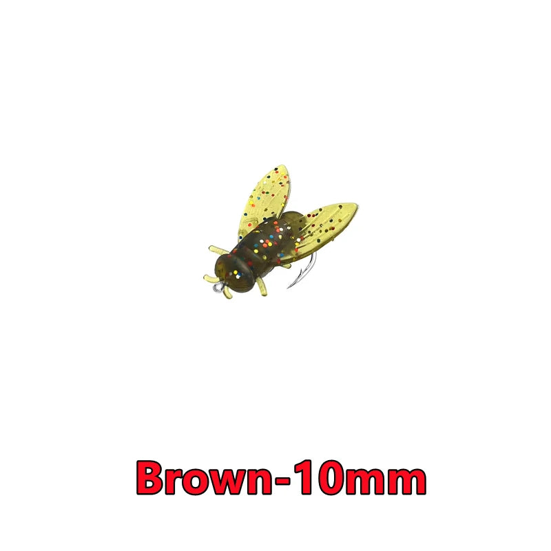 New 50-10PCS Mini Bionic Fly Fishing Bait For Salmon Trout Black-20mm 10PCS