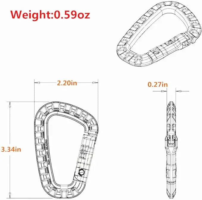 5Pcs Tactical 3.5 Inch Plastic Carabiner Molle Clip EDC Tools Army Green