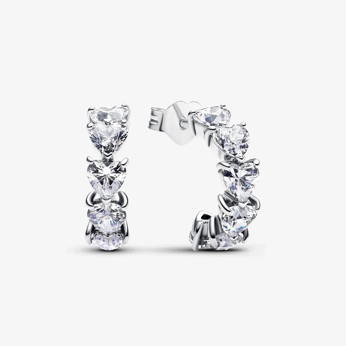 Sparkling 925 Sterling Silver Colorful Heart Zircon Round Huggie Bow Stud Earrings for Women Elegant Sweet Jewelry Gifts