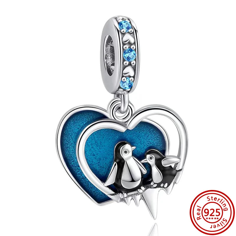 Sterling Silver Blue Zircon Feather Crown Moon Pendant Charm Bracelet Beads N504 3mm-4mm