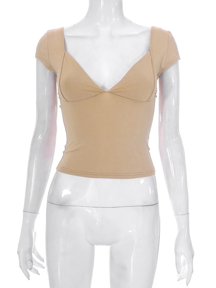 Green V Neck Tank Top For Women 2000s Aesthetic Streetwear