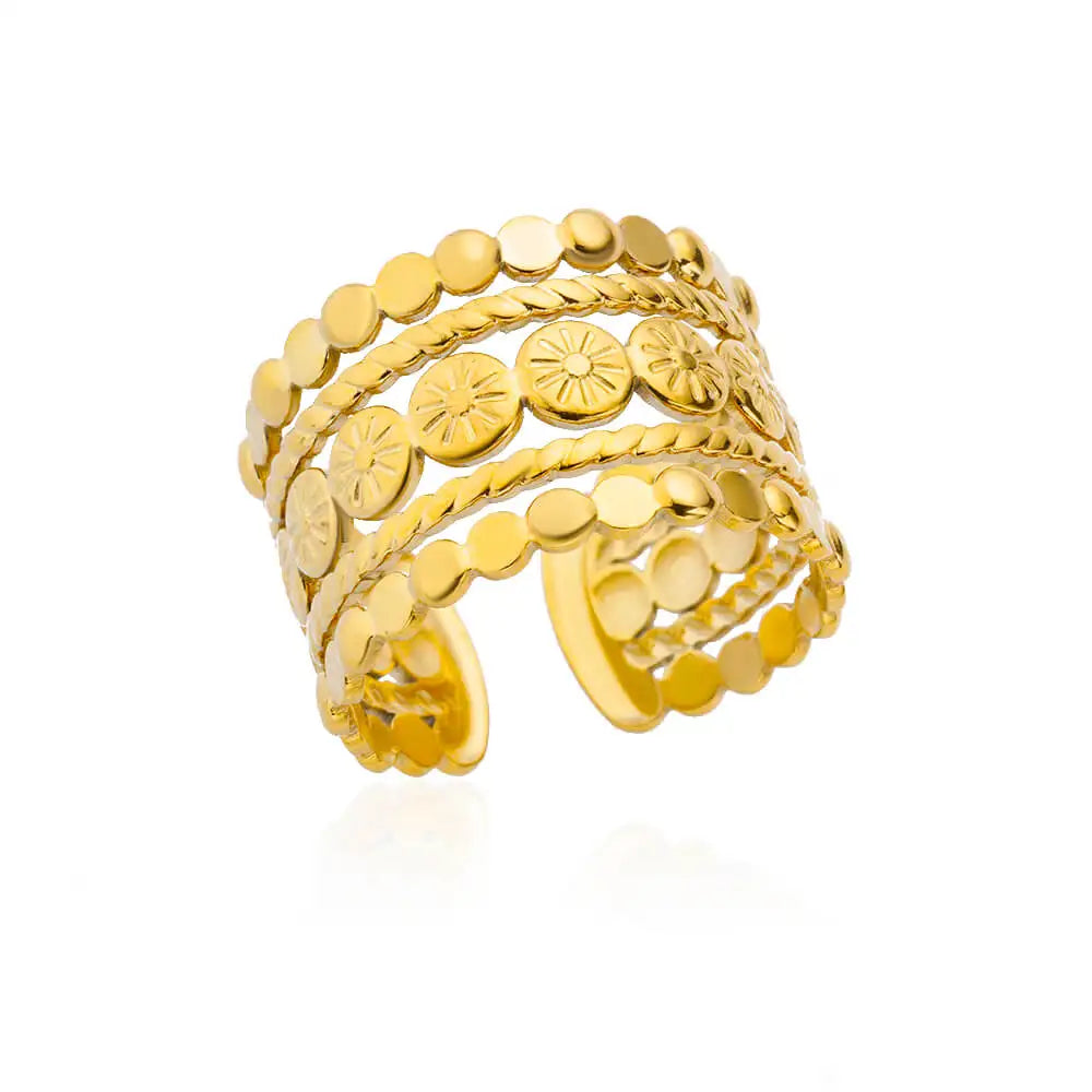 Gold Color 316L Stainless Steel Women's Rings - Fade-Resistant Luxury Wedding Jewelry with Free Shipping
