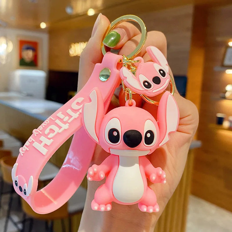 Kawaii Anime Disney Keychain Set Featuring Mickey Mouse, Minnie, Lilo & Stitch