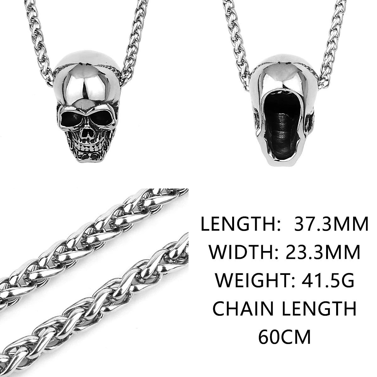 Retro Gothic Skull Pendant Necklace for Men - Bold Titanium Stainless Steel Biker Jewelry