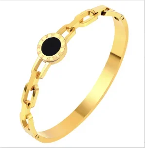 Jovolove Elegant Stainless Steel Waterproof Bangle for Women - Fashionable Gemstone Design