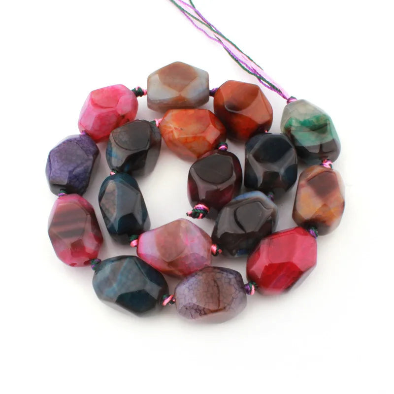 Natural Multicolor Cracked Agate Faceted Stone Beads for DIY Necklaces and Bracelets 15 Inches