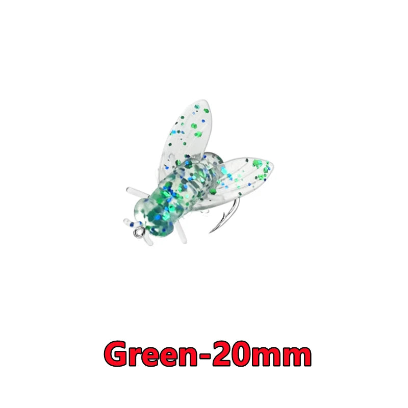 New 50-10PCS Mini Bionic Fly Fishing Bait For Salmon Trout Green-20mm 10PCS