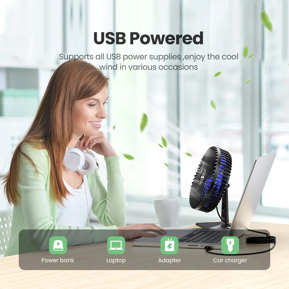 GAIATOP Desk Fan Portable USB Fan 90° Adjustable Mute 4 Speed