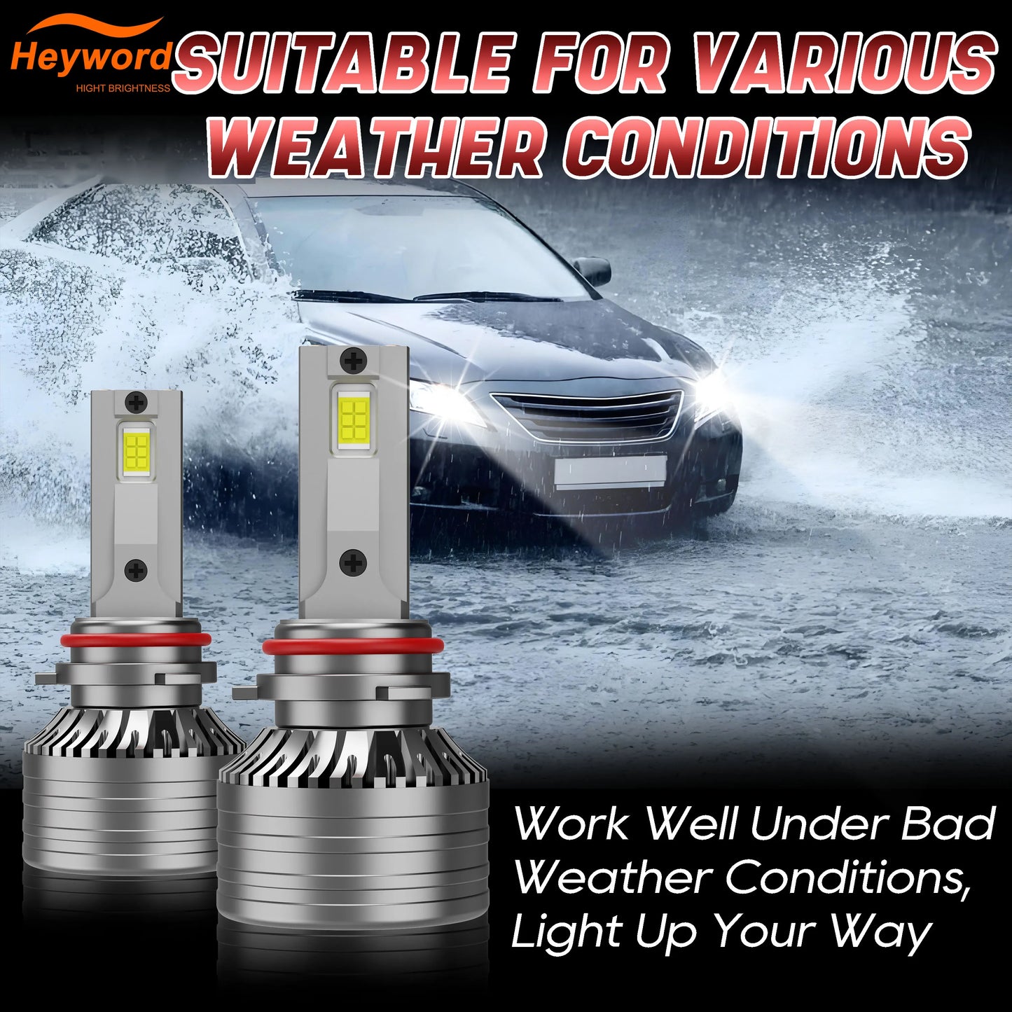 Heyword 2Pcs 4300K Canbus Led Headlight Bulbs H7 H4 H11