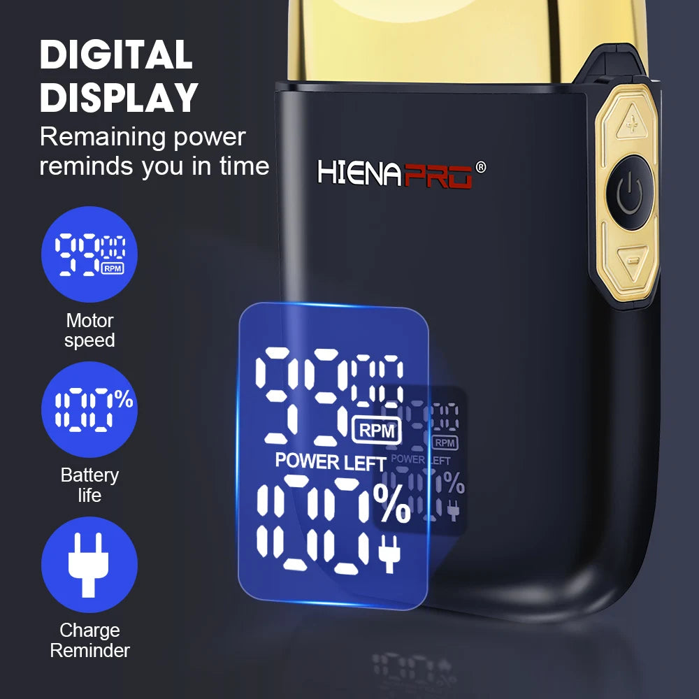 HIENA Pro Electric Shaver for Men Rechargeable Stainless Steel Hair Clipper with Floating Head Wet and Dry Use