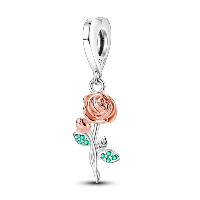 925 Silver Flower Charms Sunflower Tulip Pendants for Bracelet Jewelry Making KTC689