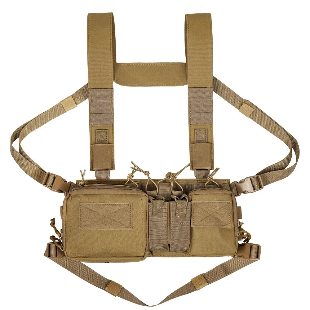 Tactical Vest CS Match Wargame Military Gear Pack Outdoor Nylon Chest Rig Fit for Airsoft Hunting Khaki