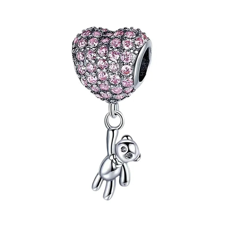 Sterling Silver Purple Murano Pansy Flower Dangle Charm for Women Bracelet and Necklace Jewelry Gift