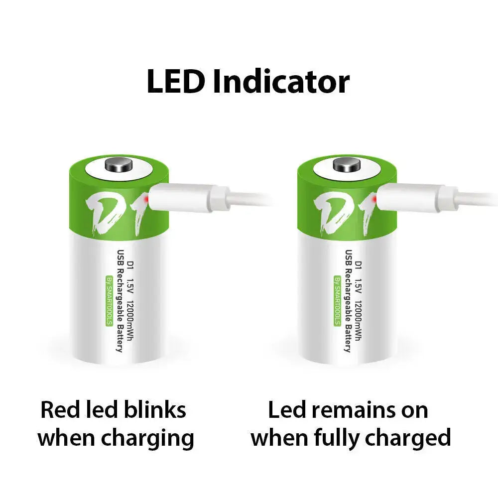 1# USB 1.5V Rechargeable D Size LR20 Li-ion Battery with Type-C Cable
