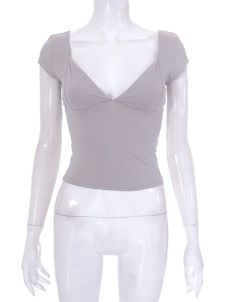 Green V Neck Tank Top For Women 2000s Aesthetic Streetwear