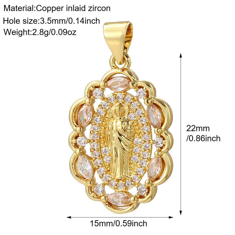 Gold Cubic Zirconia Cross Dangle Charms for Jewelry Making Necklace Bracelet Earrings