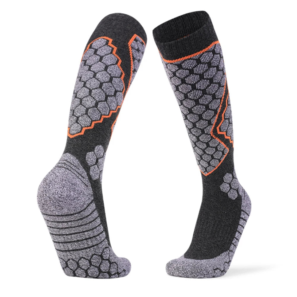 Men Cotton Ski Socks Thick Terry Knee High Warm Outdoor