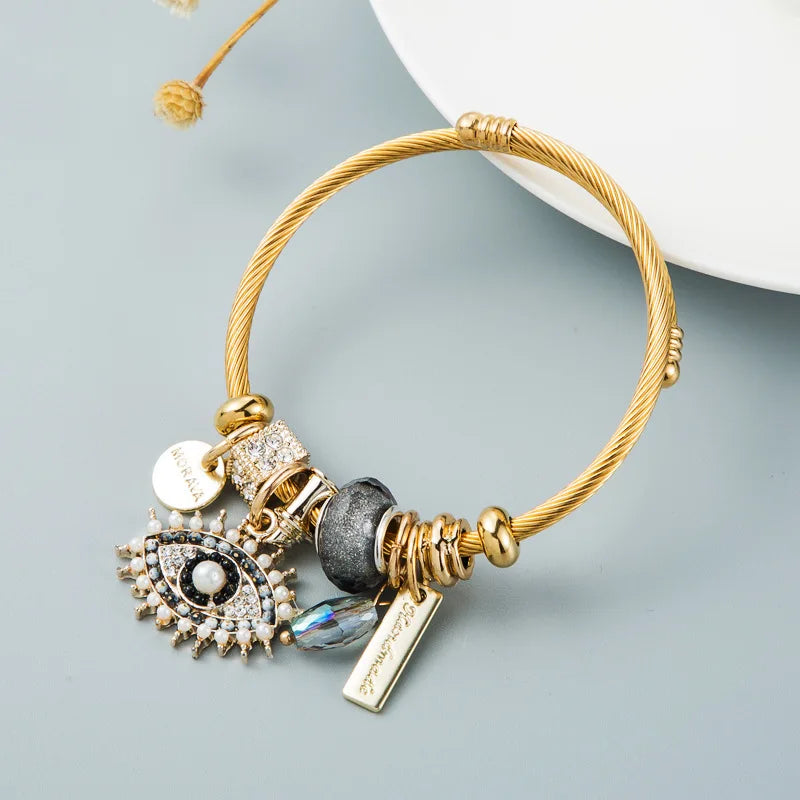 Women's Fashion Devil's Eye Beaded Bracelet – Elegant Cuff Jewelry for Date, Party, Festival
