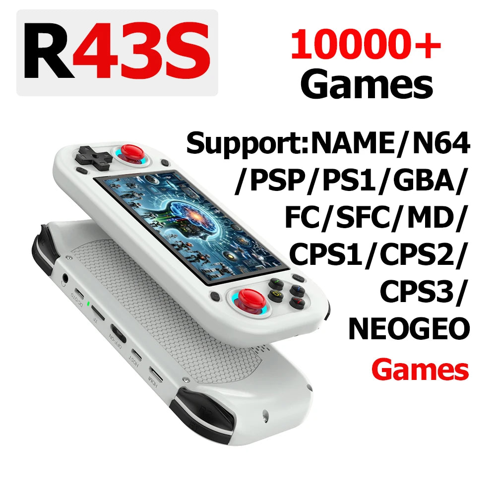R43S Retro Handheld Video Game Console Open Source Linux System 4.3Inch IPS Screen Portable Pocket Video Player Support HDMI Out