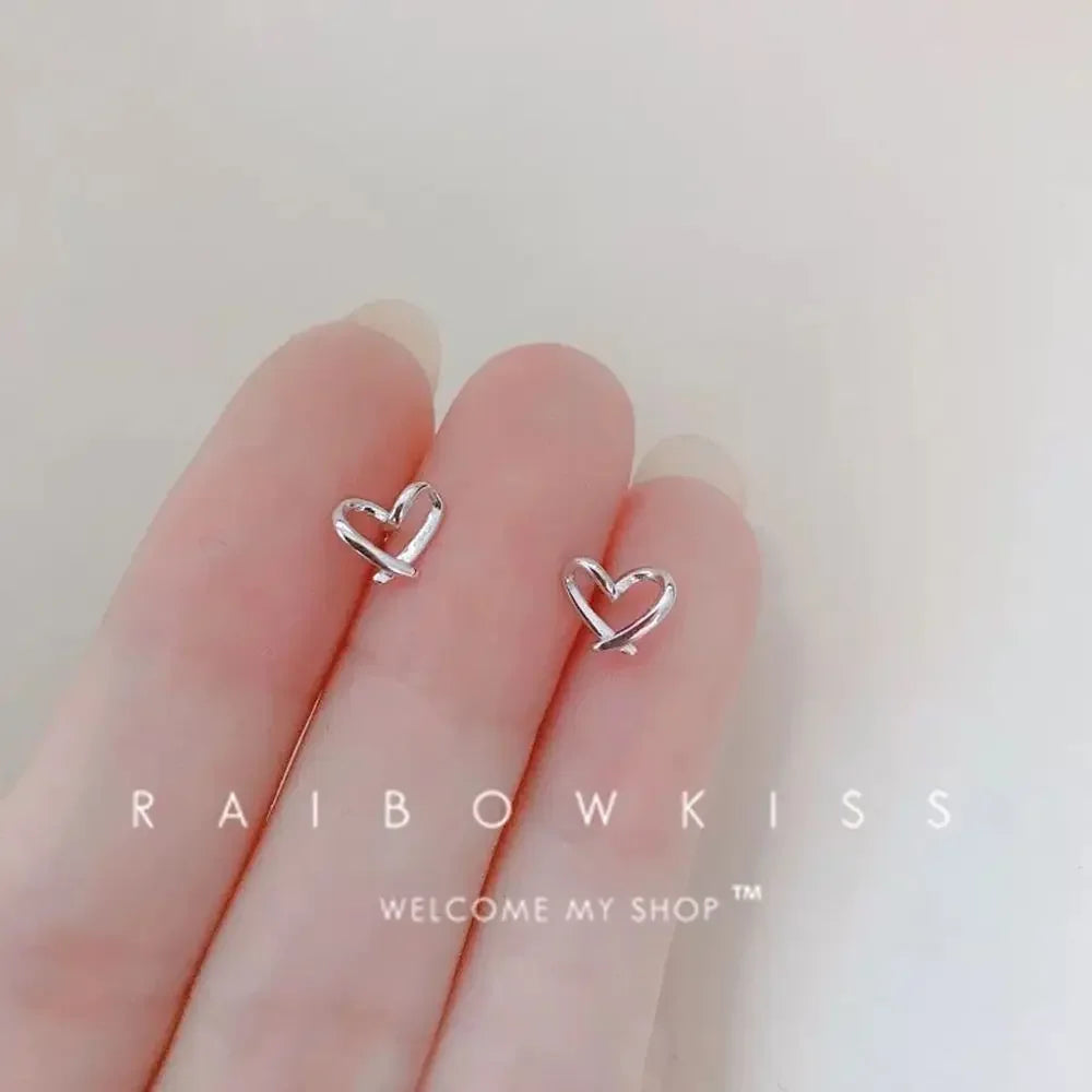 925 Silver Mini Stud Earrings for Women Heart Star Butterfly Dinosaur Design