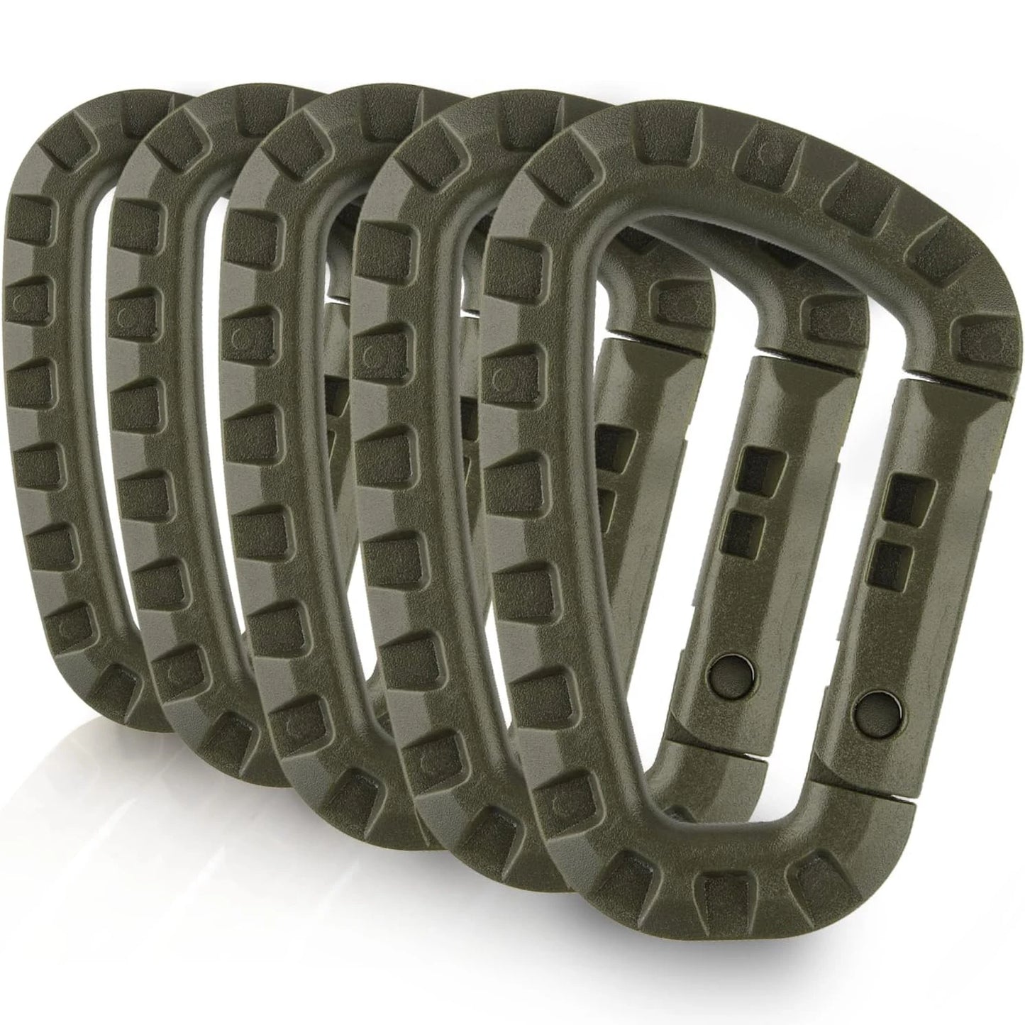 5Pcs Tactical 3.5 Inch Plastic Carabiner Molle Clip EDC Tools Army Green