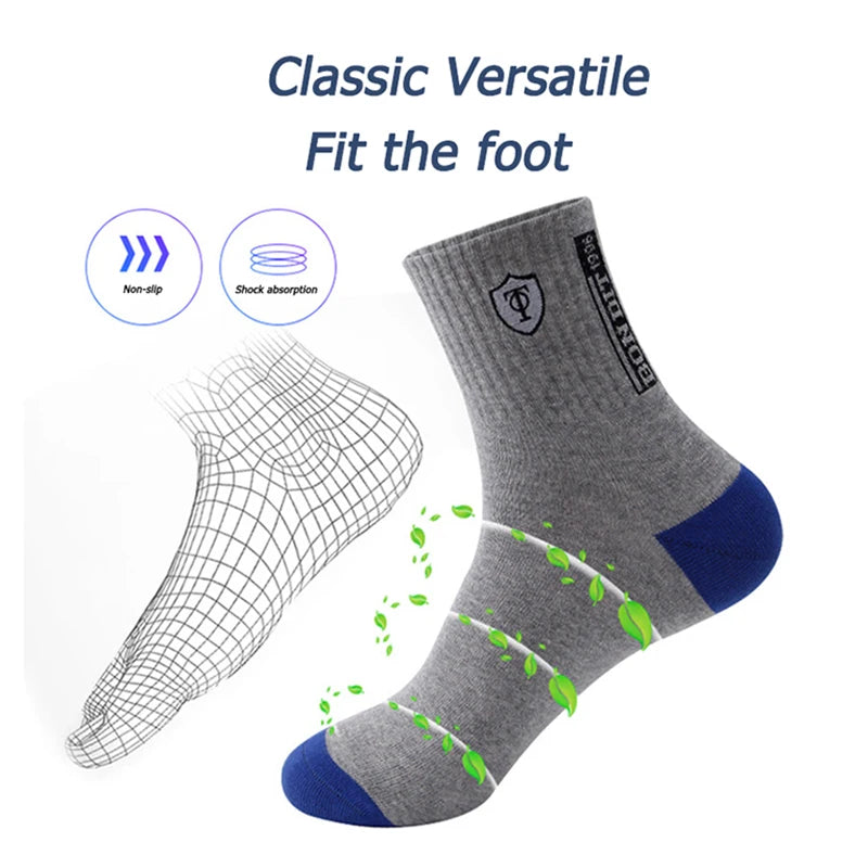 5 Pairs Men’s Summer Sports Socks Breathable Sweat Absorbent Thin Basketball Crew Socks EU 38-47