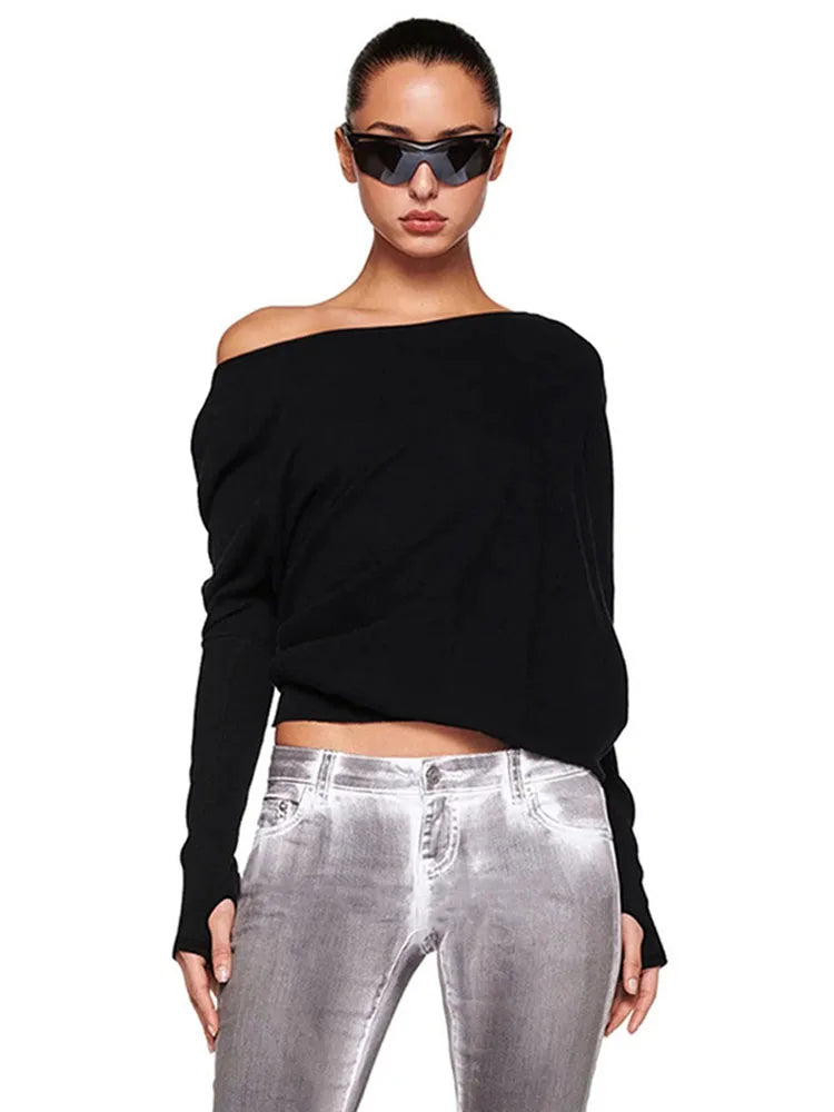Dozw Women One Shoulder Top Sexy Elegant Long Sleeves
