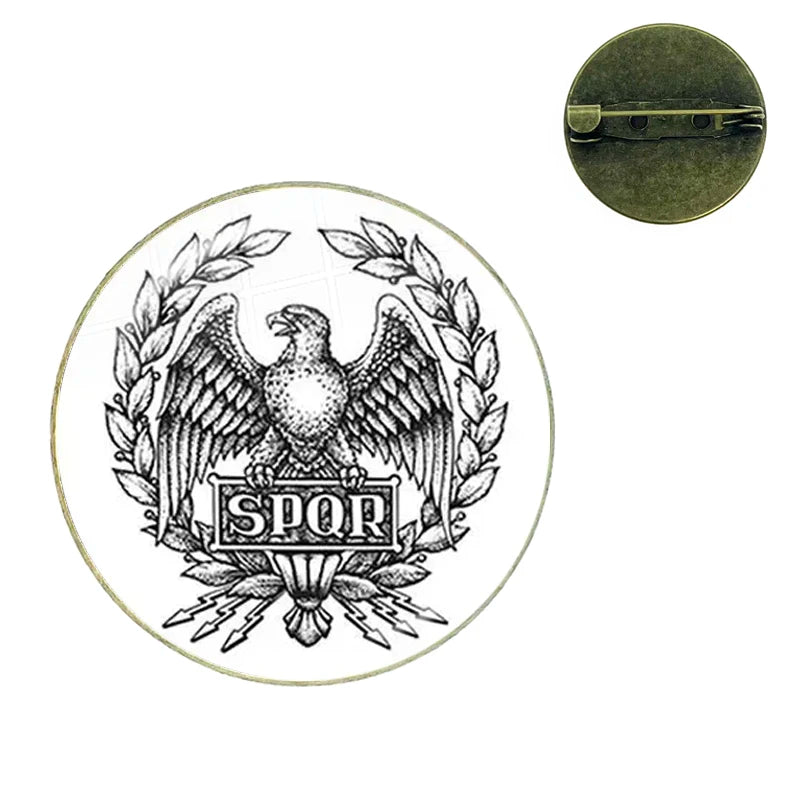 Vintage Roman Empire Legion Glass Cabochon Brooch Pins for Men and Women