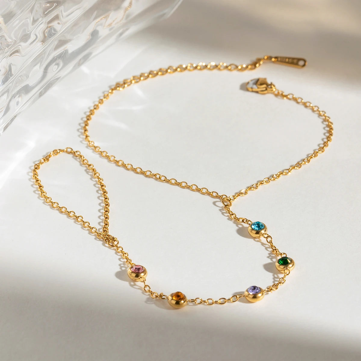 Youthway 18K Gold Plated Zircon Finger Chain Bracelet for Women - Waterproof Stainless Steel Fashion Jewelry 2024