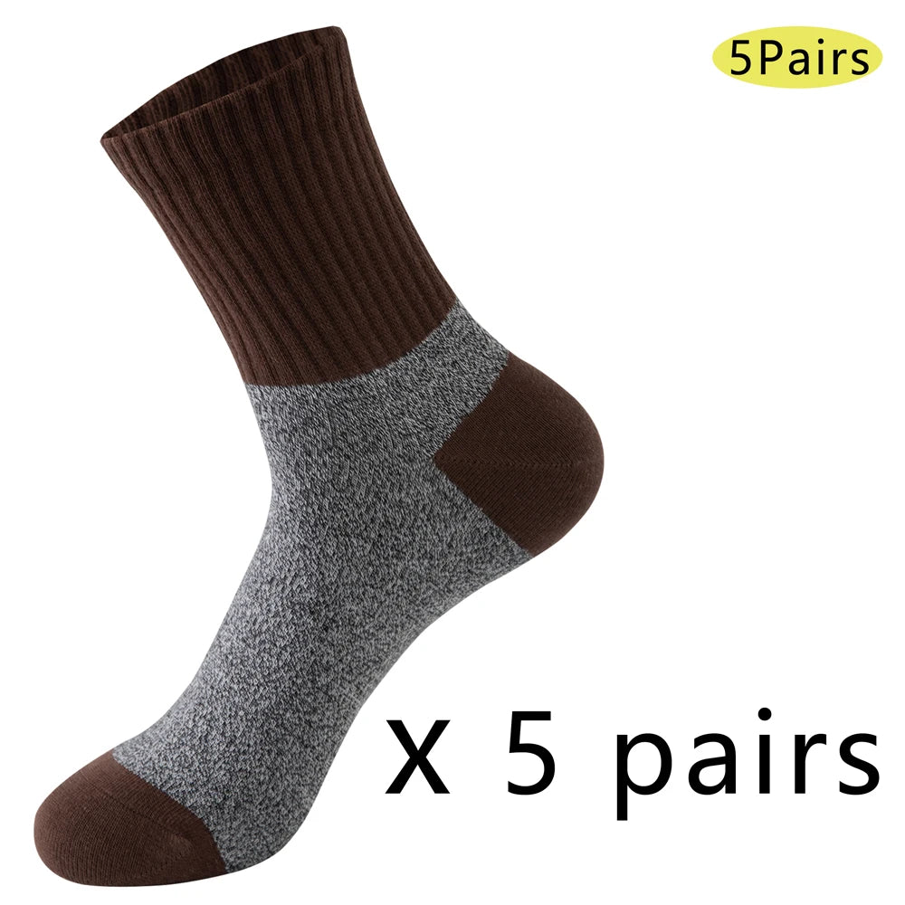 5 Pairs Vintage Thermal Cotton Socks Men With Arch Support