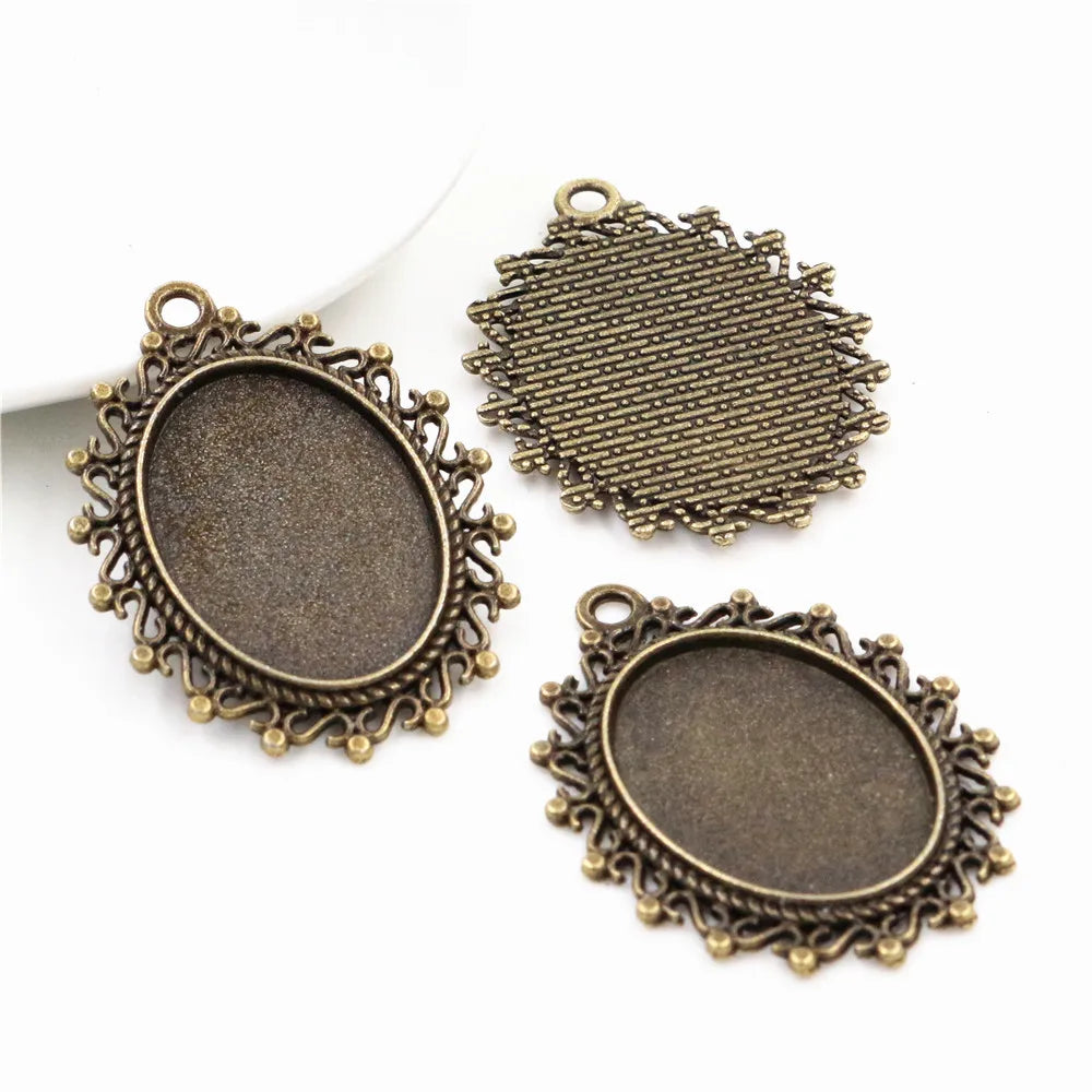 Antique Finish Cameo Cabochon Bracelet Setting Trays in Gold Silver Bronze and Rhodium 10 Pack