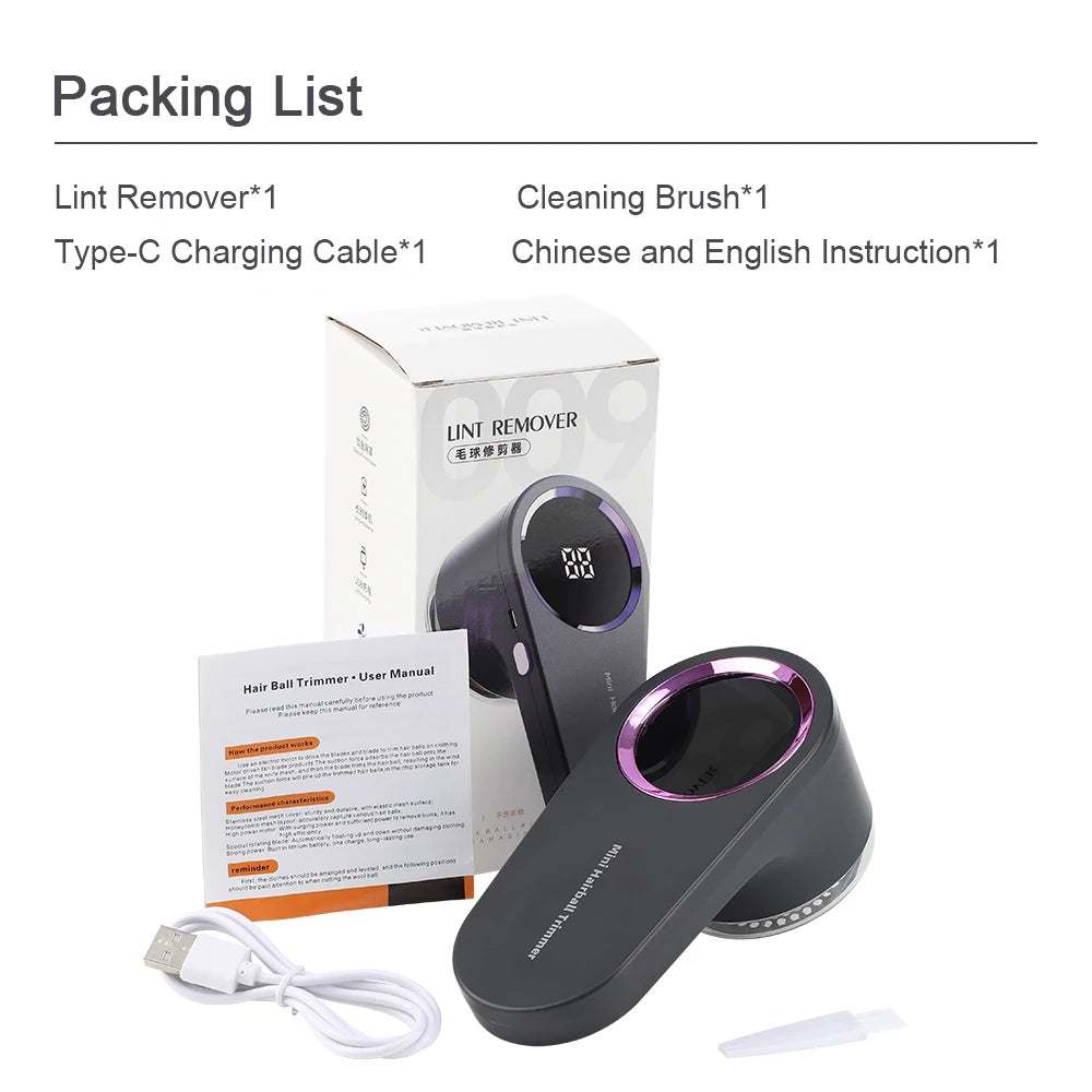 Electric Digital Display Lint Remover Portable Fabric Shaver For Effortless Cleaning gray CHINA