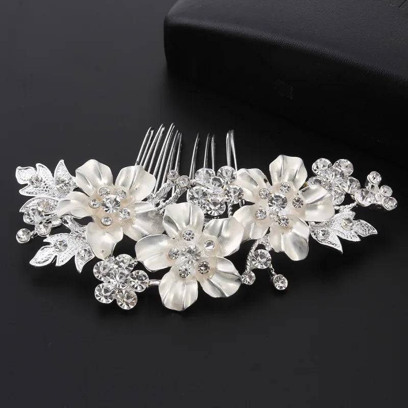 Elegant Alloy Flower Hair Combs for Bridal and Party Glamour