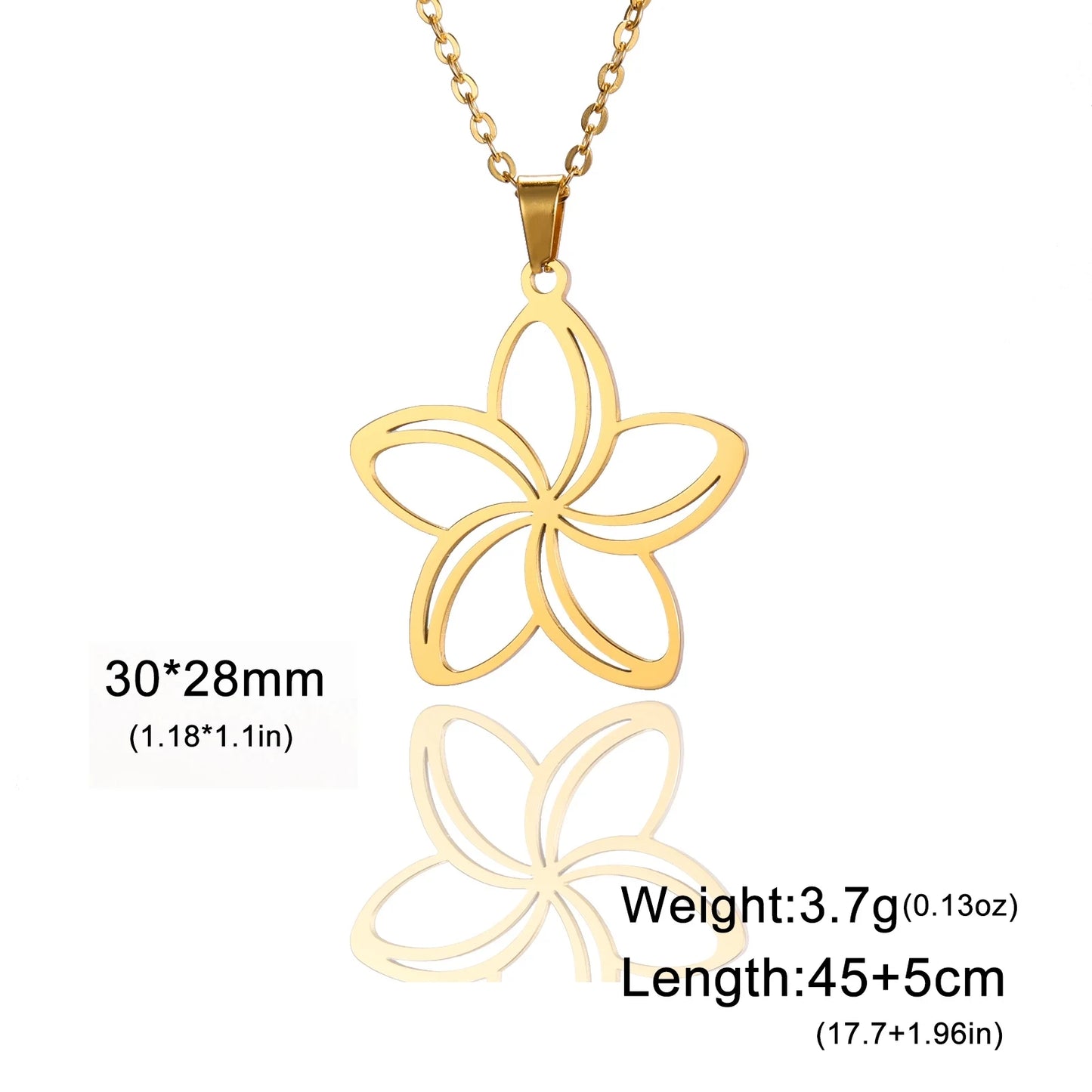 Skyrim Five Petal Flower Pendant Stainless Steel Necklace for Lovers - Elegant Minimalist Wedding Jewelry Gift