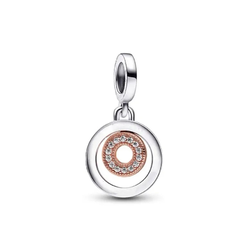 Rose Gold Padlock Heart Key Pendant Necklace for Women 925 Silver with Zircon Beads P1209