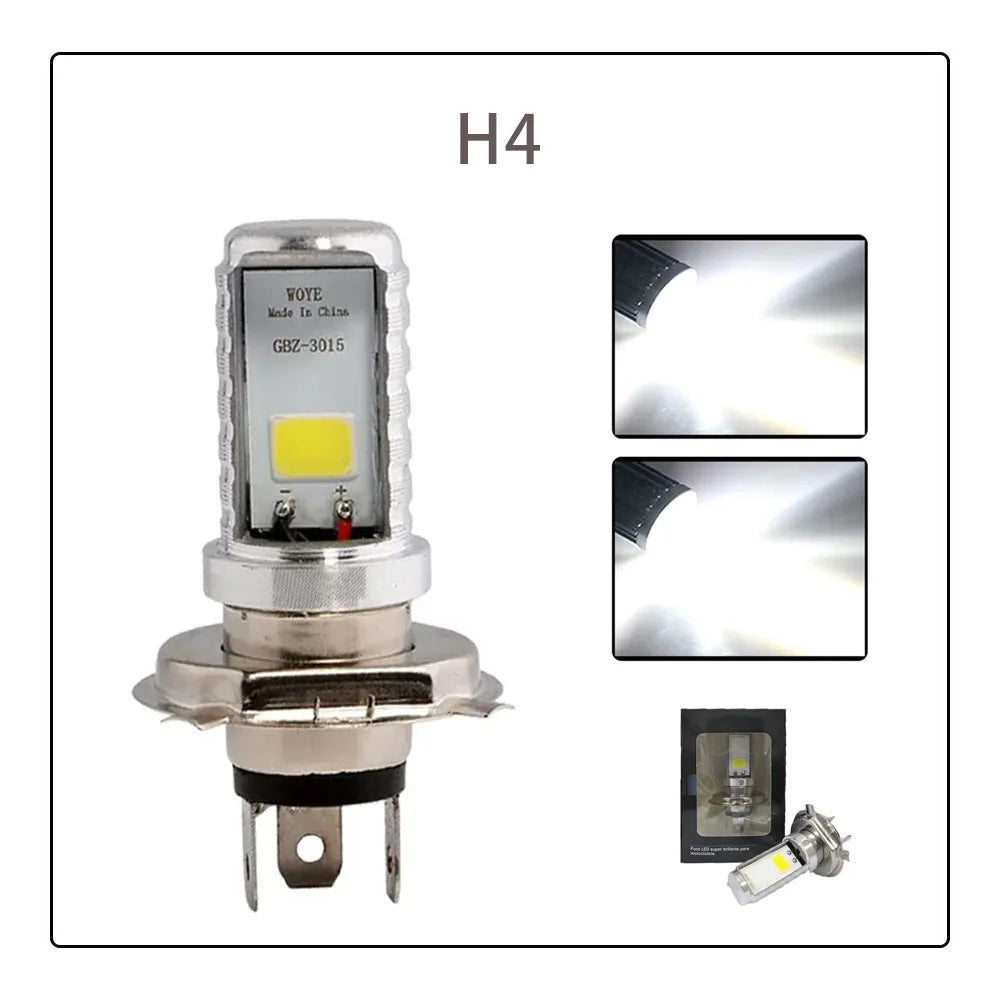 H4 H6 BA20D LED Motorcycle Headlight 6000K HiLo COB 12V