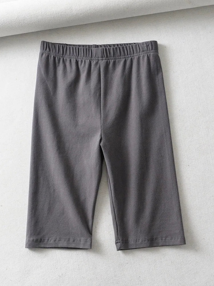 Sexy Women Cotton High Waisted Knee Length Bike Shorts