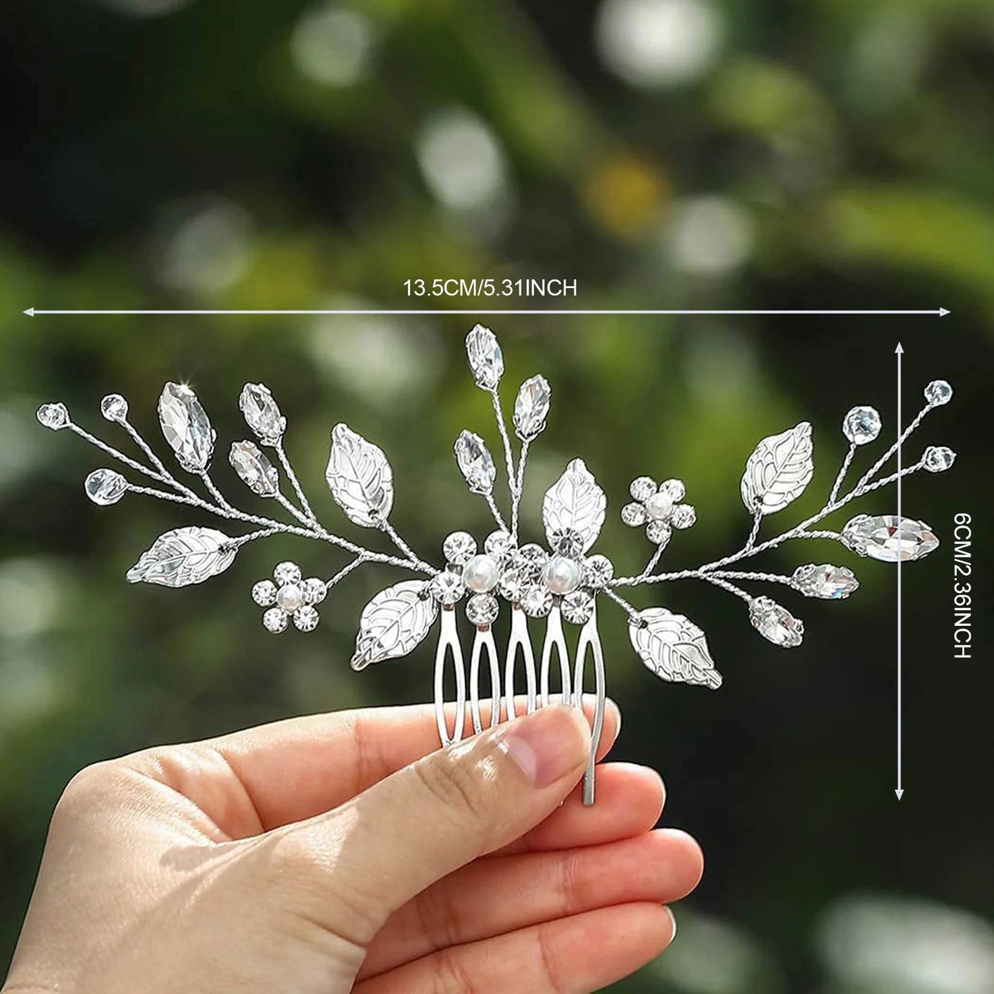 Crystal Pearl Leaf Hair Comb Clip - Handmade Wedding Tiara for Brides Style 1
